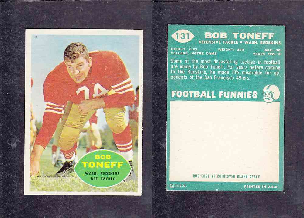 1960 NFL TOPPS FOOTBALL CARD #131 B. TONEFF photo