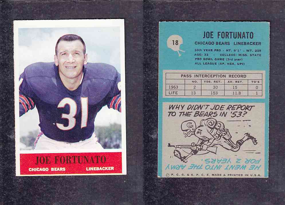 1965 NFL PHILADELPHIA FOOTBALL CARD #18 J. FORTUNATO photo