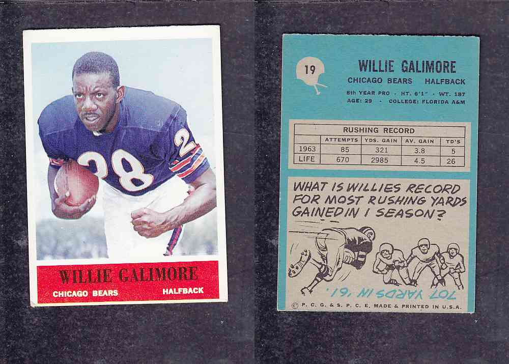 1965 NFL PHILADELPHIA FOOTBALL CARD #19 W. GALIMORE photo