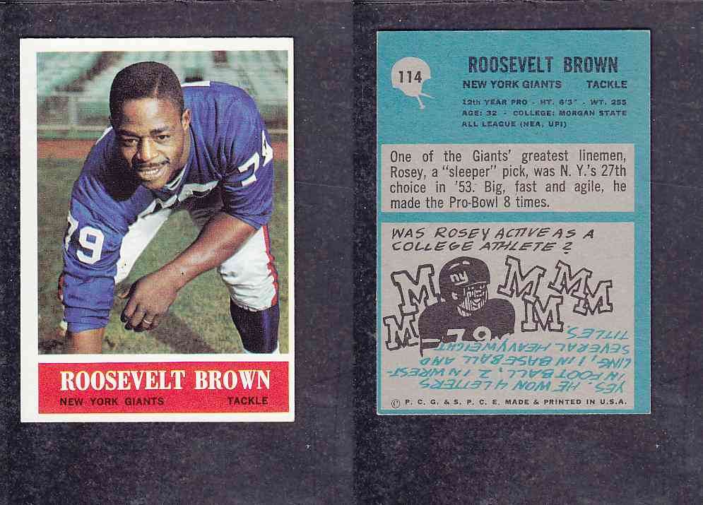 1965 NFL PHILADELPHIA FOOTBALL CARD #114 R. BROWN photo