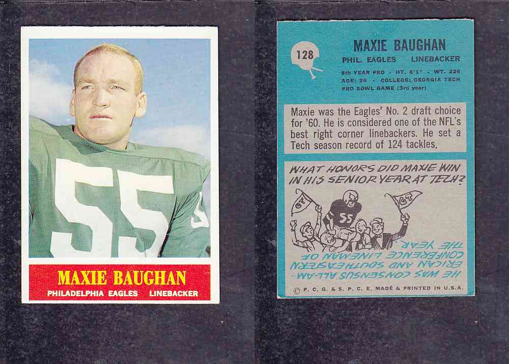 1965 NFL PHILADELPHIA FOOTBALL CARD #128 M. BAUGHAN photo