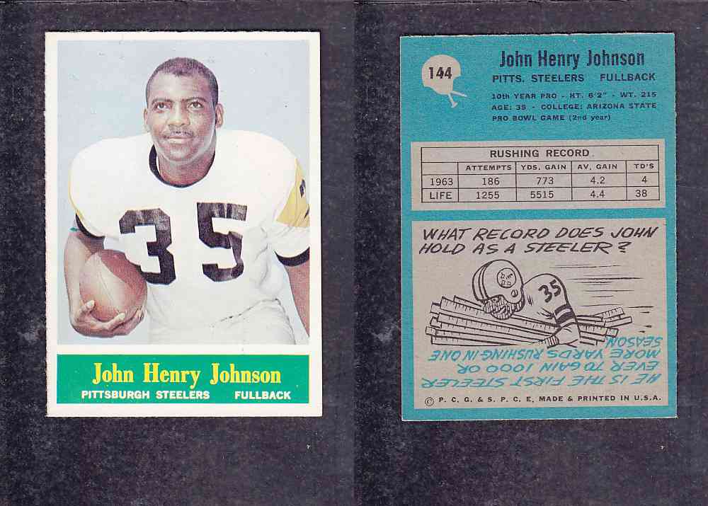 1965 NFL PHILADELPHIA FOOTBALL CARD #144 J. JOHNSON photo