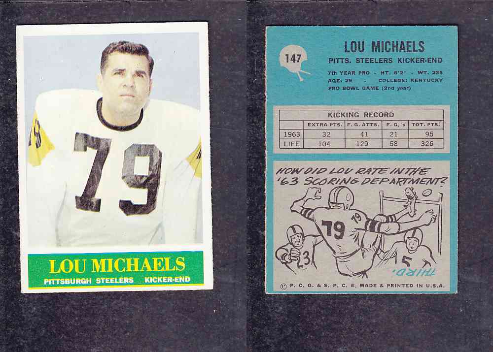 1965 NFL PHILADELPHIA FOOTBALL CARD #147 L. MICHAELS photo