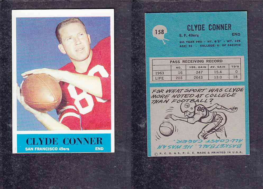 1965 NFL PHILADELPHIA FOOTBALL CARD #158 C. CONNER photo