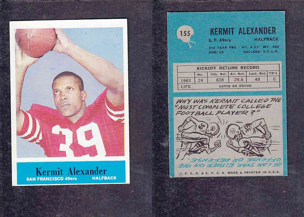 1965 NFL PHILADELPHIA FOOTBALL CARD #155 K. ALEXANDER photo