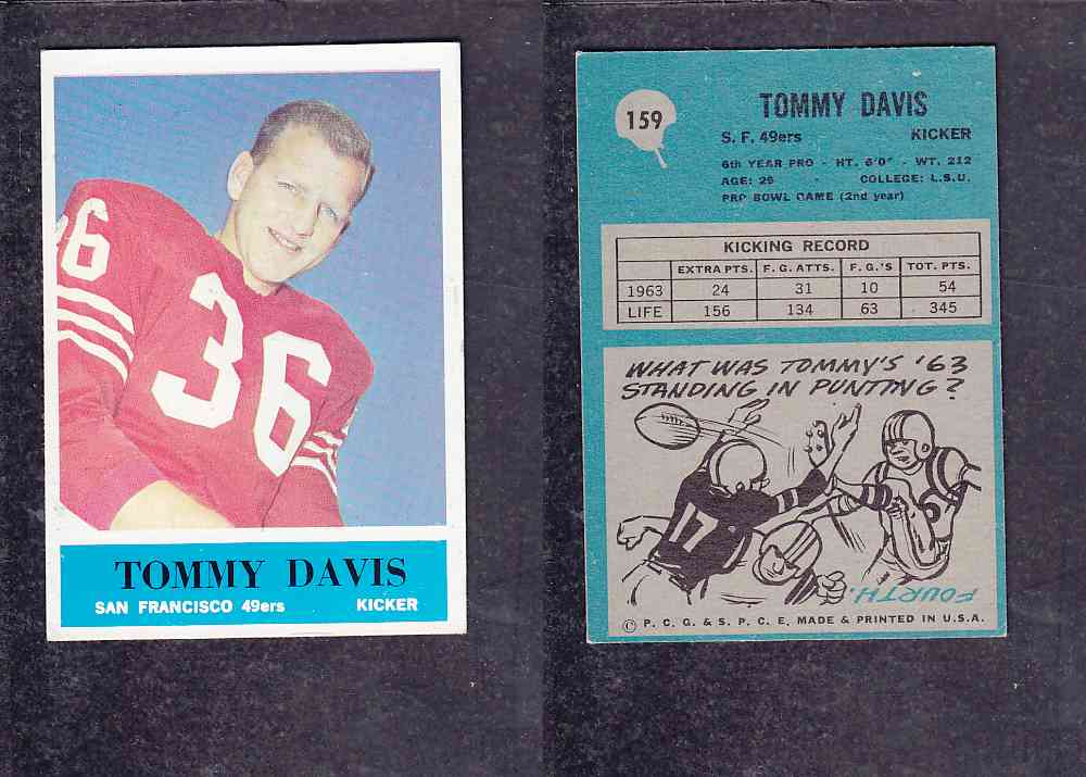 1965 NFL PHILADELPHIA FOOTBALL CARD #159 T. DAVIS photo