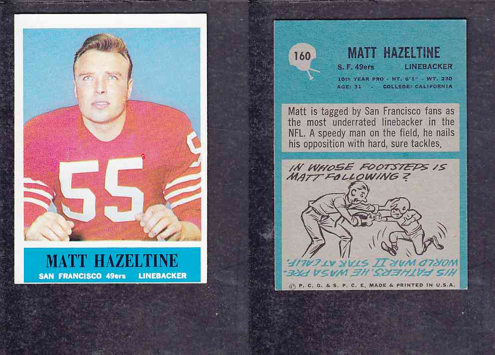 1965 NFL PHILADELPHIA FOOTBALL CARD #160 M. HAZELTINE photo