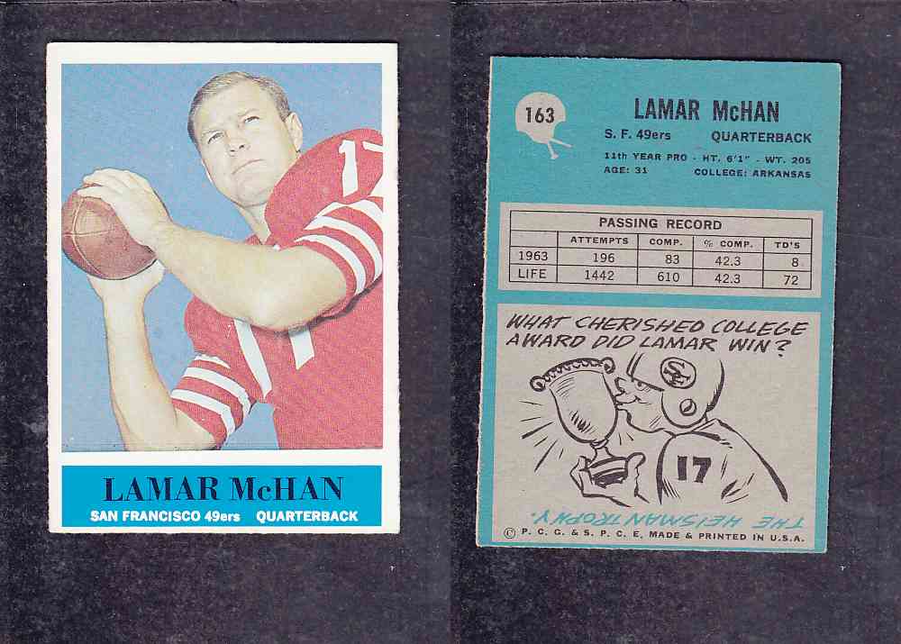 1965 NFL PHILADELPHIA FOOTBALL CARD #163 L. MCHAN photo