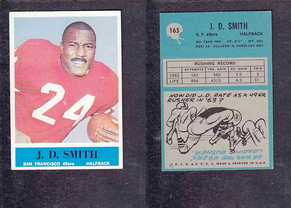 1965 NFL PHILADELPHIA FOOTBALL CARD #165 J. SMITH photo