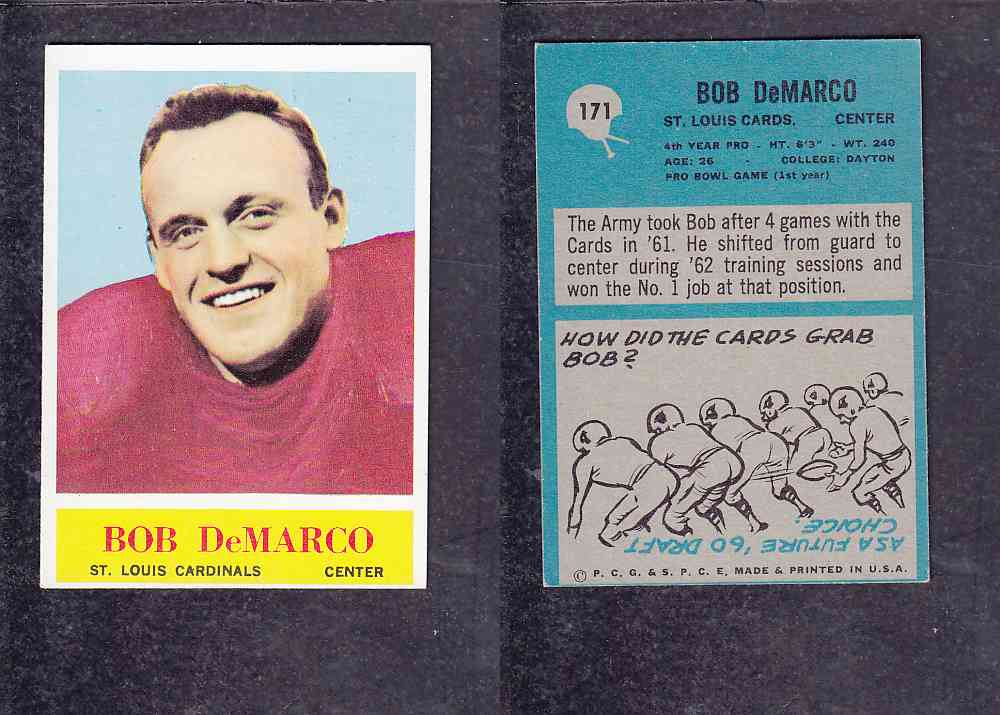 1965 NFL PHILADELPHIA FOOTBALL CARD #171 B. DEMARCO photo