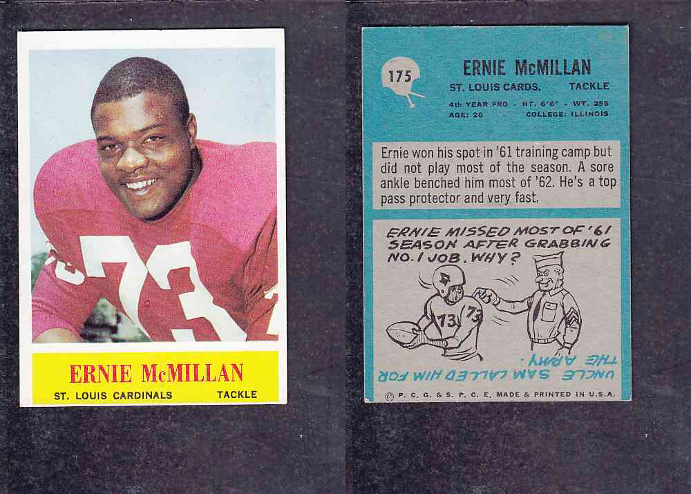1965 NFL PHILADELPHIA FOOTBALL CARD #175 E. MCMILLAN photo