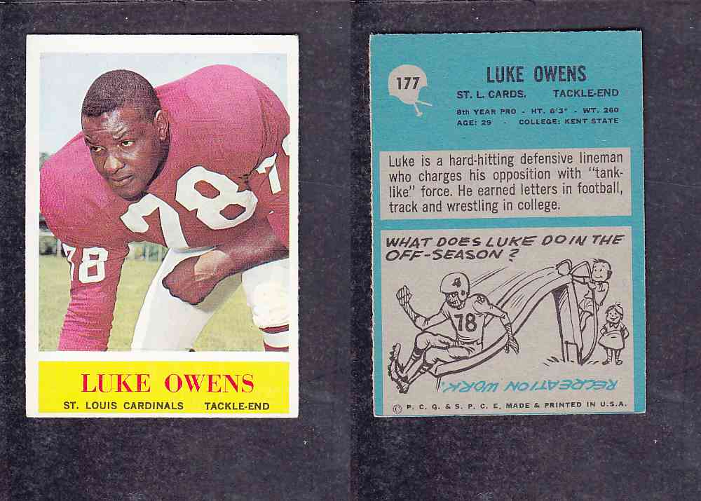 1965 NFL PHILADELPHIA FOOTBALL CARD #177 L. OWENS photo