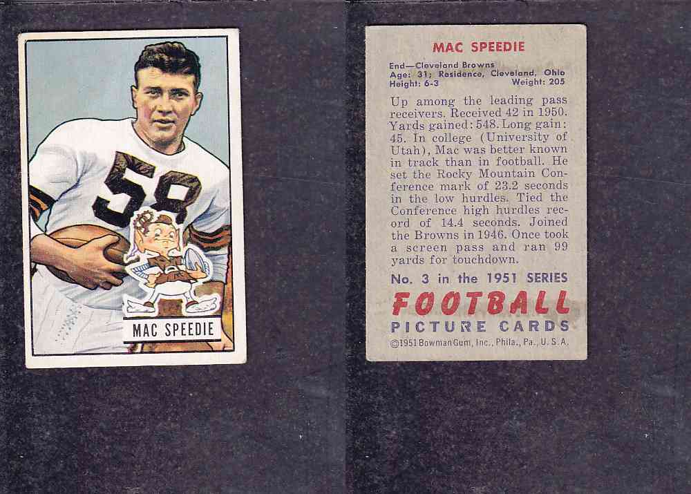 1951 NFL BOWMAN FOOTBALL CARD #3 M. SPEEDIE photo