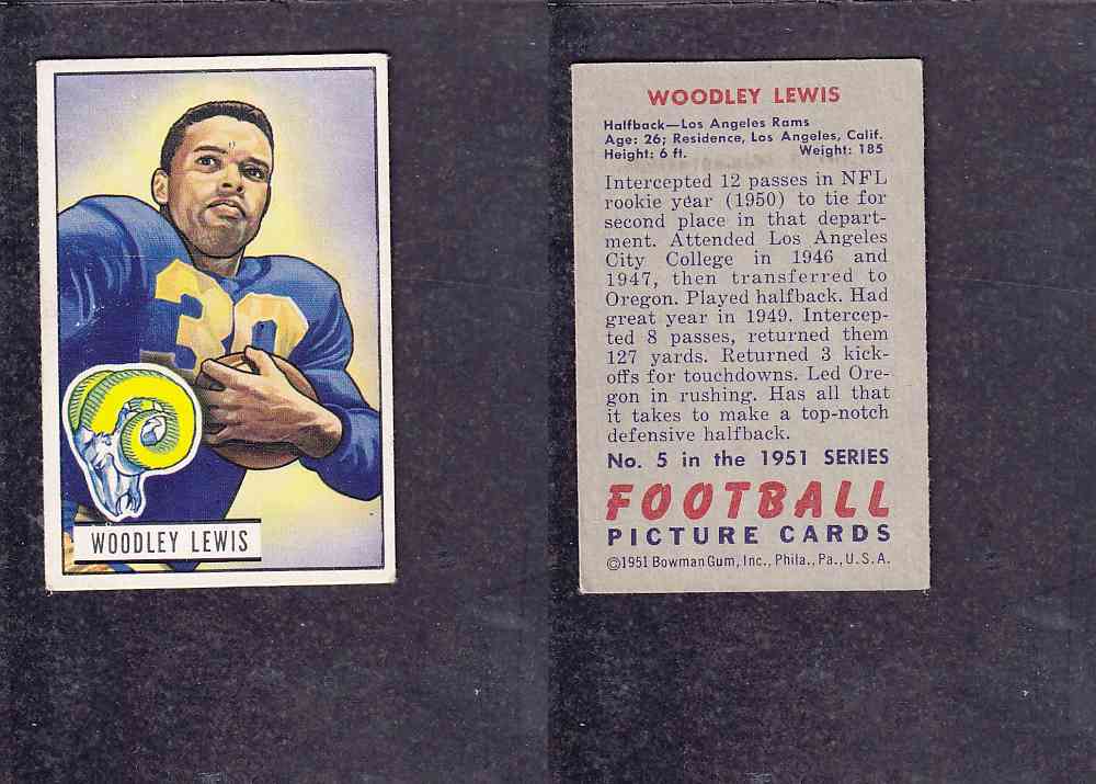 1951 NFL BOWMAN FOOTBALL CARD #5 W. LEWIS photo
