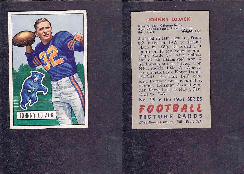 1951 NFL BOWMAN FOOTBALL CARD #15 J. LUJACK photo