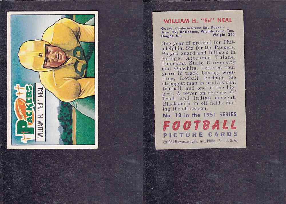 1951 NFL BOWMAN FOOTBALL CARD #18 W. NEAL photo