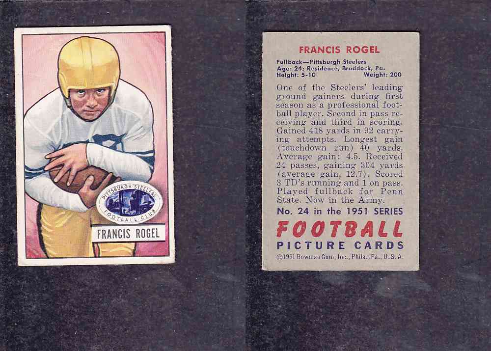1951 NFL BOWMAN FOOTBALL CARD #24 F. ROGEL photo