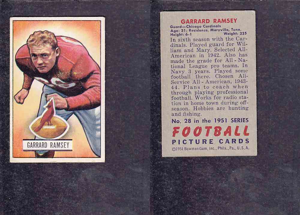 1951 NFL BOWMAN FOOTBALL CARD #28 G. RAMSEY photo