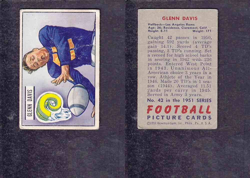 1951 NFL BOWMAN FOOTBALL CARD #42 G. DAVIS photo