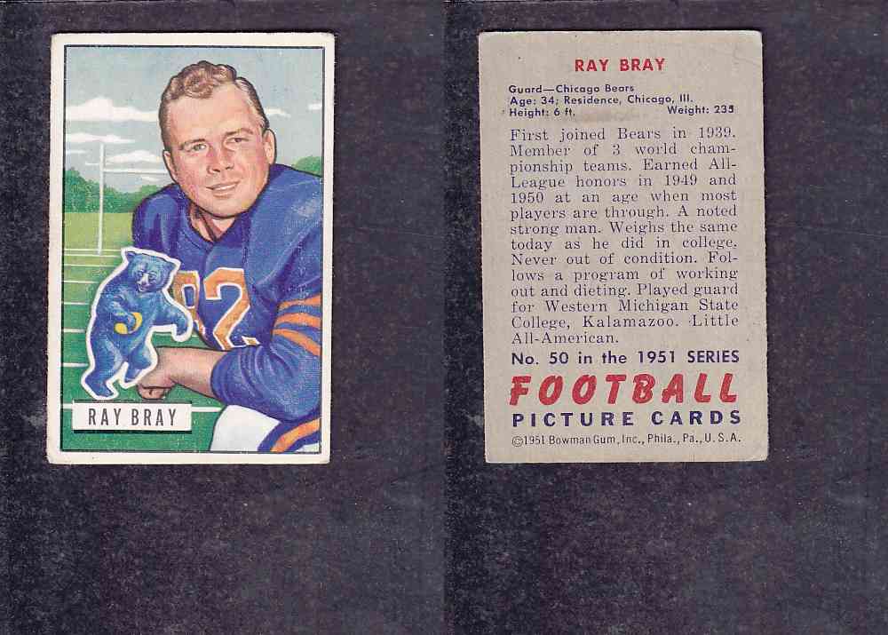 1951 NFL BOWMAN FOOTBALL CARD #50 R. BRAY photo