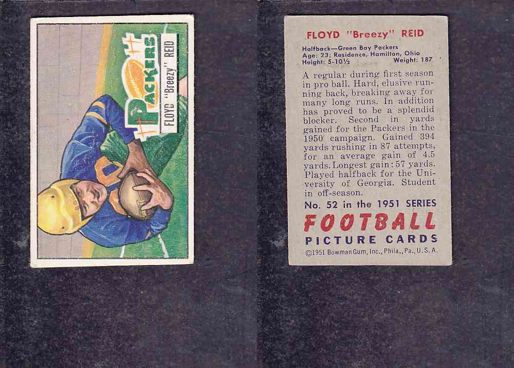 1951 NFL BOWMAN FOOTBALL CARD #52 F. REID photo