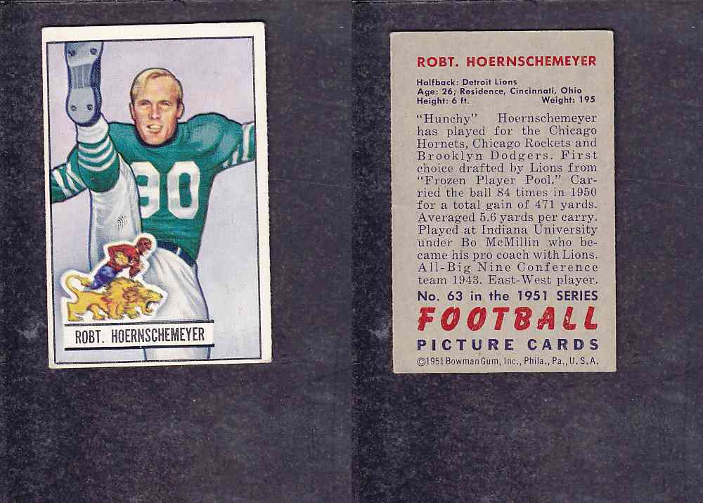 1951 NFL BOWMAN FOOTBALL CARD #63 R. HOERNSCHEMEYER photo