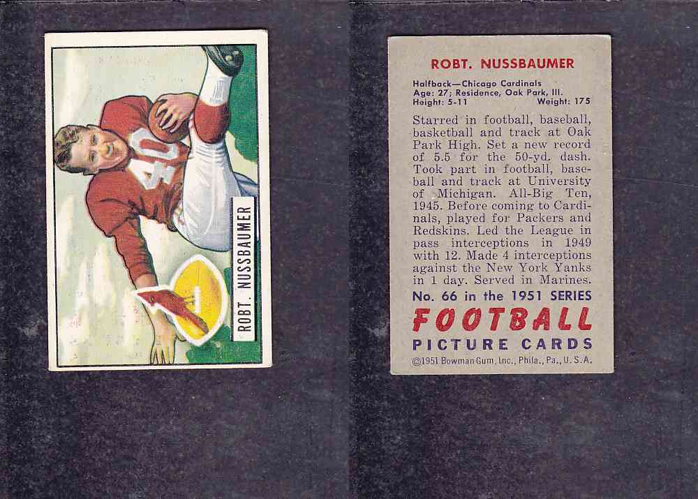 1951 NFL BOWMAN FOOTBALL CARD #66 R. NUSSBAUMER photo