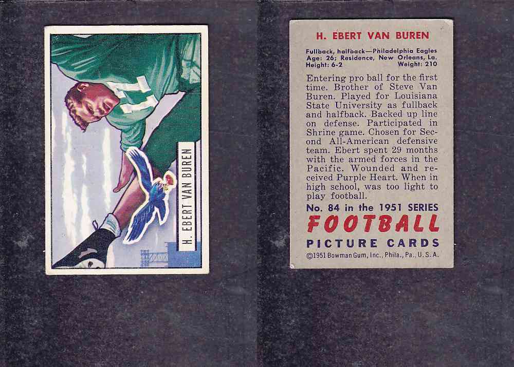 1951 NFL BOWMAN FOOTBALL CARD #84 H. VAN BUREN photo