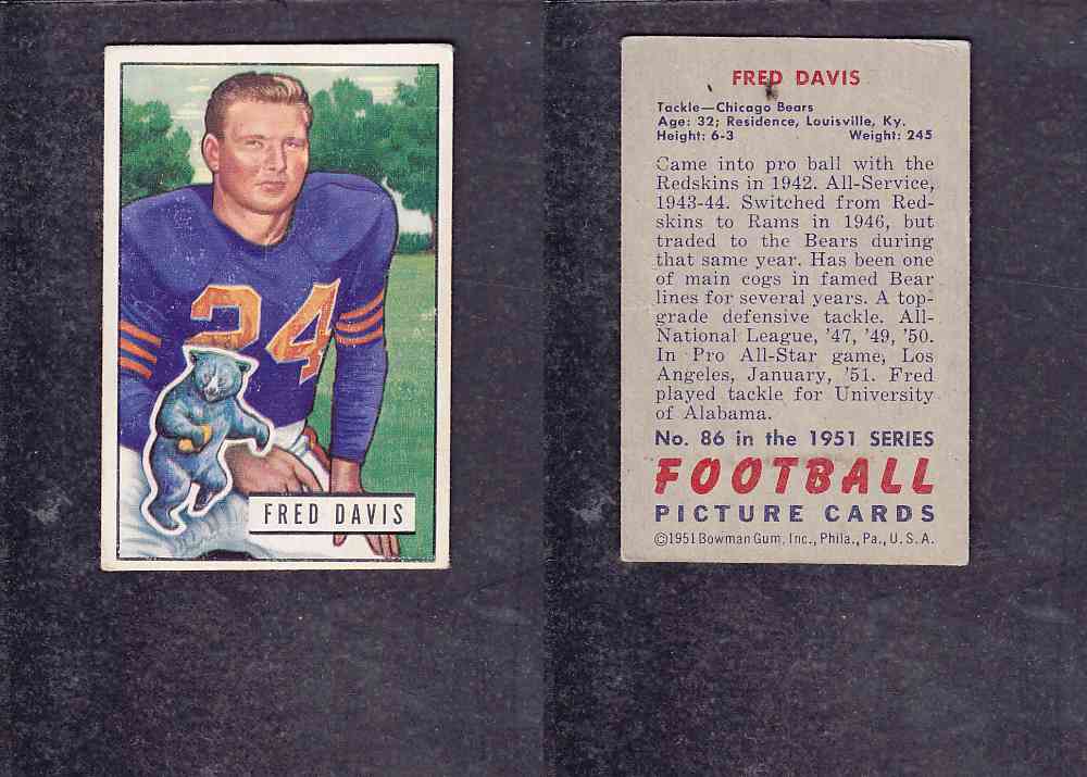 1951 NFL BOWMAN FOOTBALL CARD #86 F. DAVIS photo