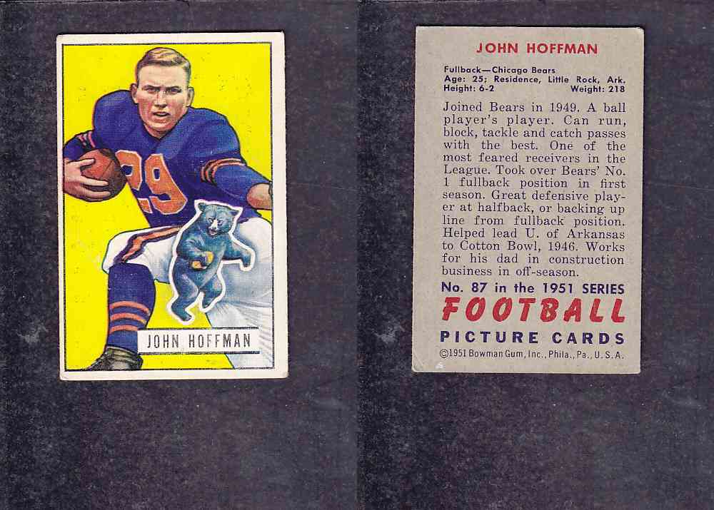 1951 NFL BOWMAN FOOTBALL CARD #87 J. HOFFMAN photo