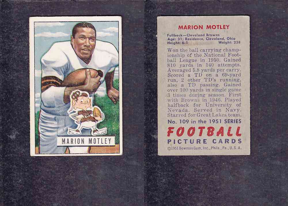 1951 NFL BOWMAN FOOTBALL CARD #109 M. MOTLEY photo