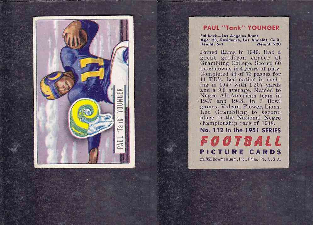 1951 NFL BOWMAN FOOTBALL CARD #112 P. YOUNGER photo