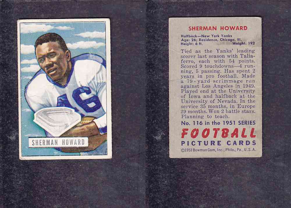 1951 NFL BOWMAN FOOTBALL CARD #116 S. HOWARD photo