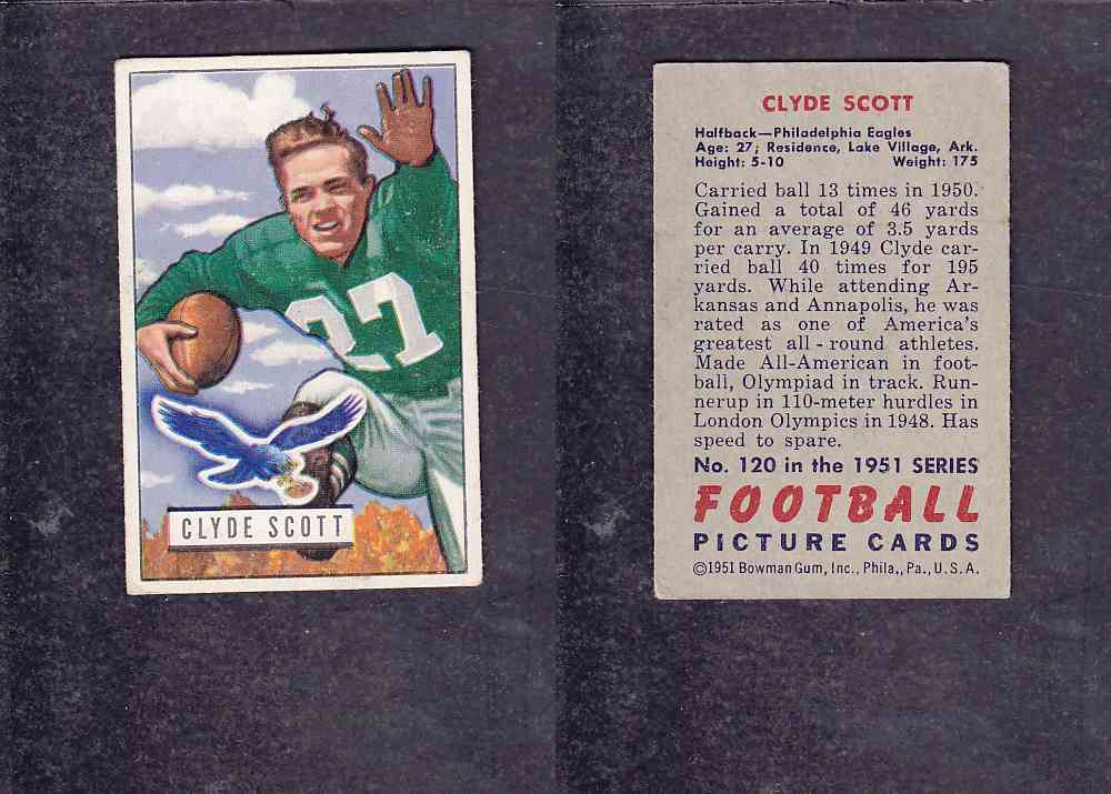 1951 NFL BOWMAN FOOTBALL CARD #120 C. SCOTT photo