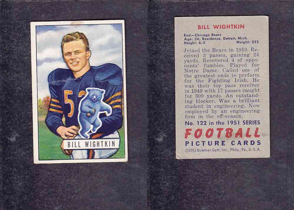 1951 NFL BOWMAN FOOTBALL CARD #122 B. WIGHTKIN photo