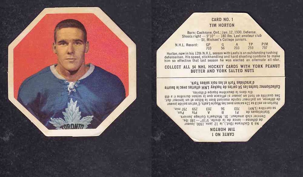 1963-64 YORK HOCKEY CARD #1 T.HORTON photo