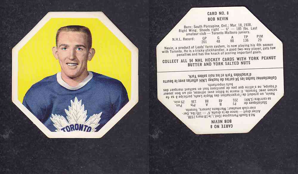 1963-64 YORK HOCKEY CARD #8 B.NEVIN photo