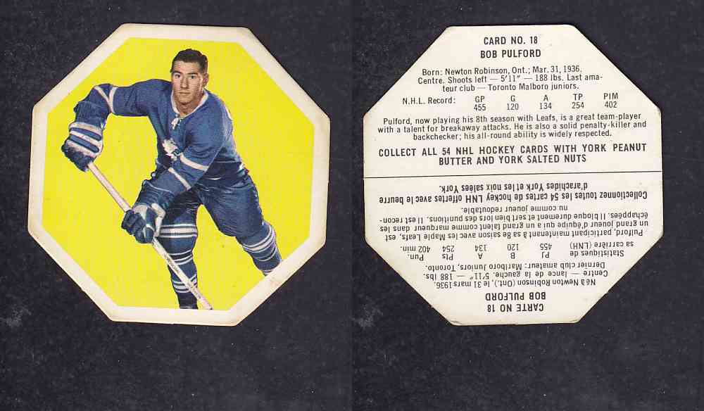 1963-64 YORK HOCKEY CARD #18 B.PULFORD photo