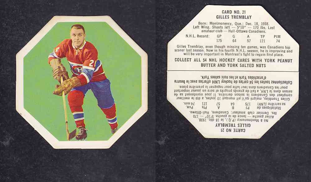 1963-64 YORK HOCKEY CARD #21 G.TREMLAY photo