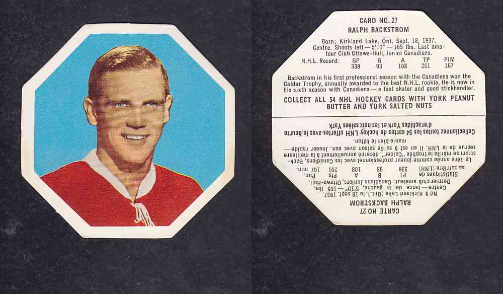 1963-64 YORK HOCKEY CARD #27 R.BACKSTROM photo