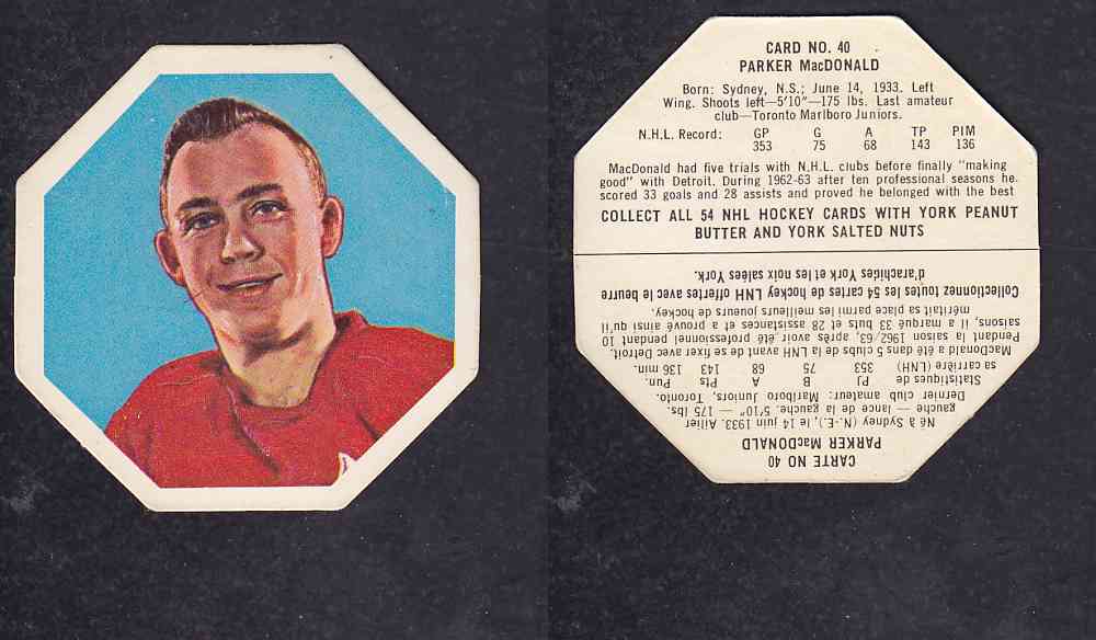 1963-64 YORK HOCKEY CARD #40 P.MACDONALD photo