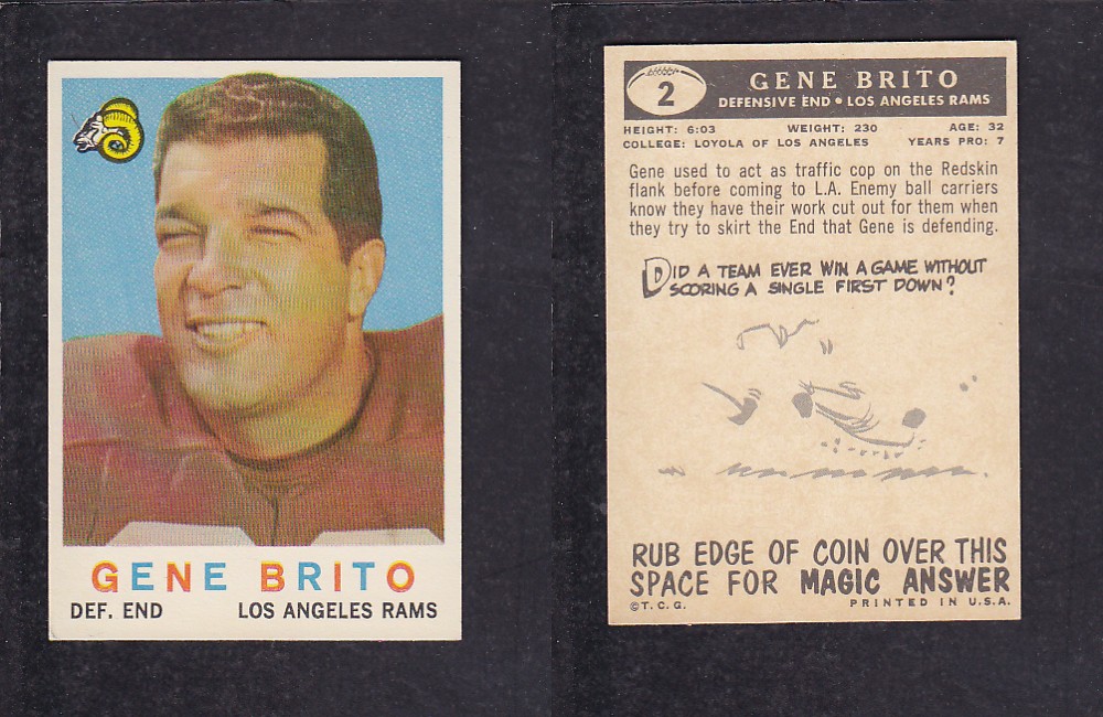 1959 NFL TOPPS FOOTBALL CARD #2 G. BRITO photo