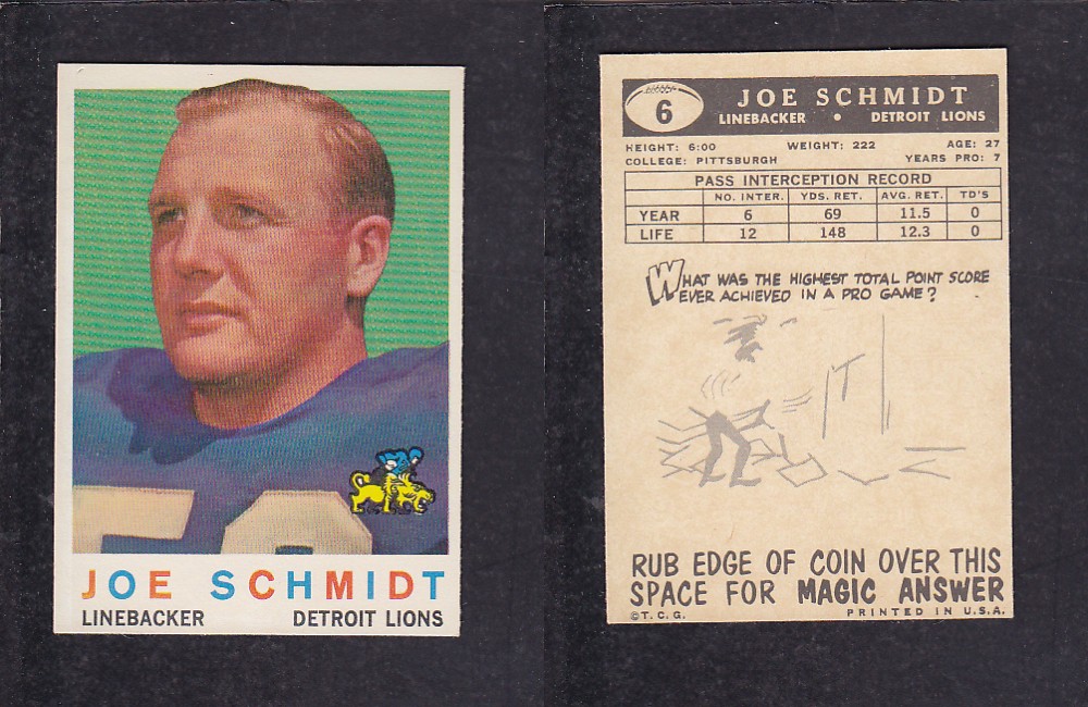 1959 NFL TOPPS FOOTBALL CARD #6 J. SCHMIDT photo