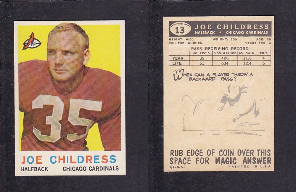 1959 NFL TOPPS FOOTBALL CARD #13 J. CHILDRESS photo