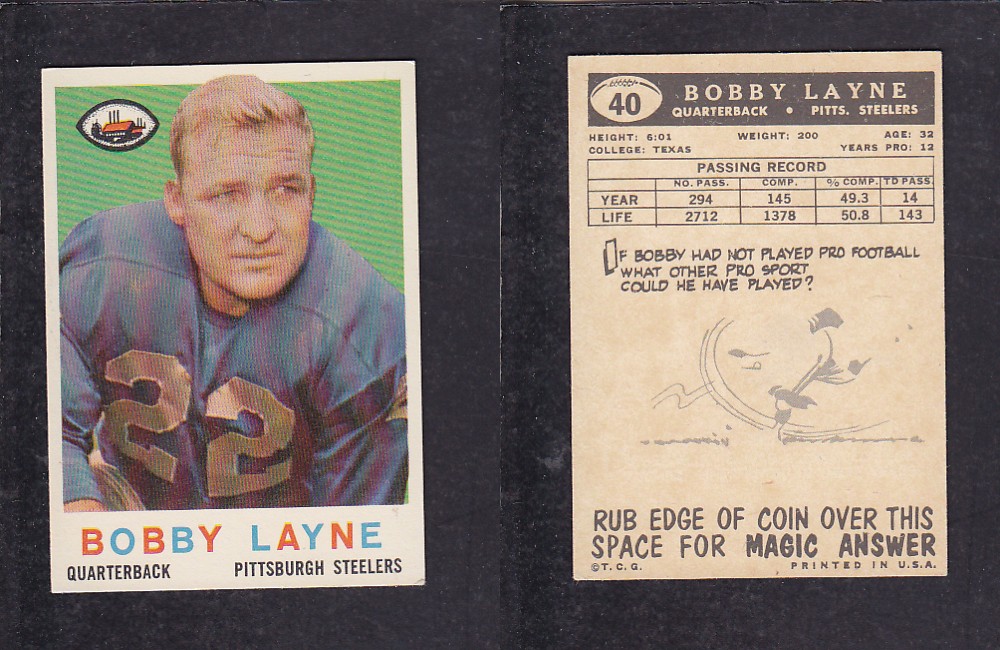 1959 NFL TOPPS FOOTBALL CARD #40 B. LAYNE photo