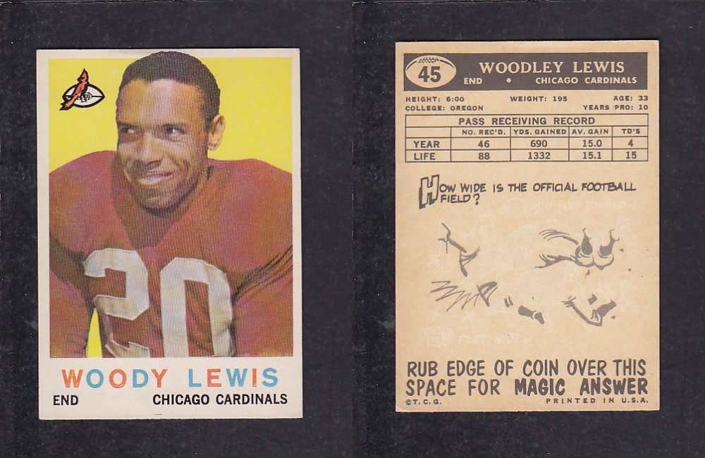 1959 NFL TOPPS FOOTBALL CARD #45 W. LEWIS photo