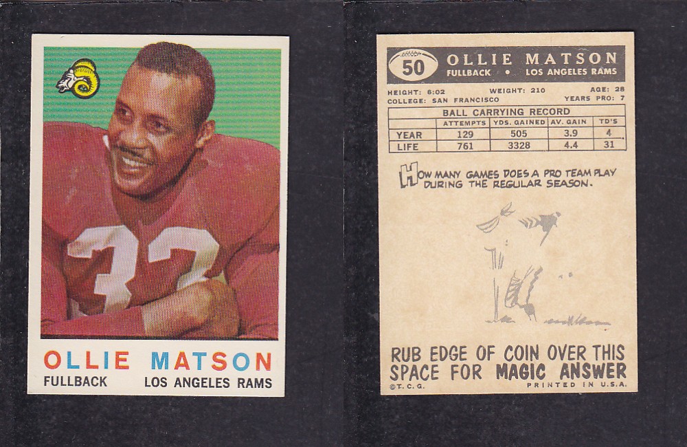 1959 NFL TOPPS FOOTBALL CARD #50 O. MATSON photo