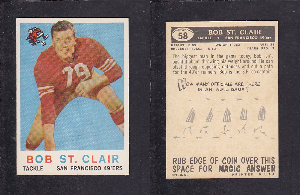 1959 NFL TOPPS FOOTBALL CARD #58 B. ST.CLAIR photo