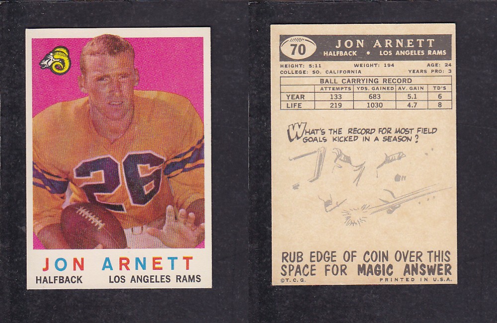 1959 NFL TOPPS FOOTBALL CARD #70 J. ARNETT photo