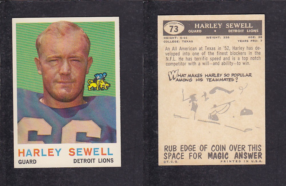 1959 NFL TOPPS FOOTBALL CARD #73 H. SEWELL photo